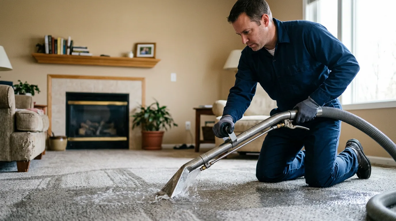 Water damage restoration technician working near Riverview, MI